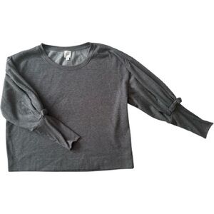 Maeve Anthropologie Gray Sweatshirt Balloon Sleeves Oversized Bows Size XL